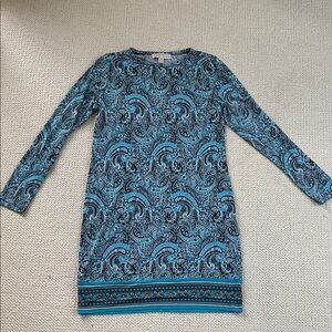 Michael Kors Blue Paisley Long Sleeve Dress